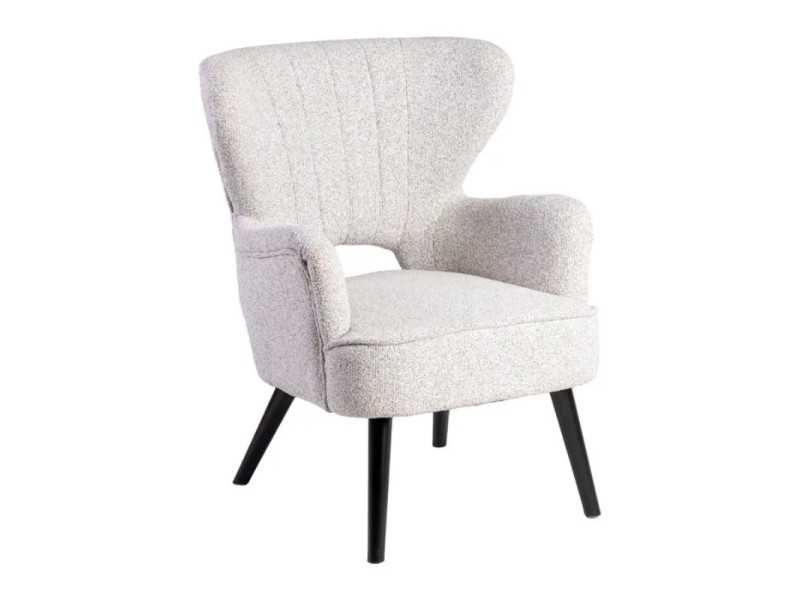 Wingback chair upholstered in mottled fabric - ASHLAND