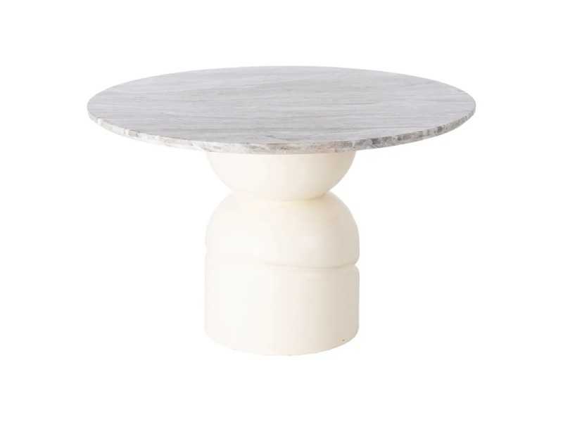 Round, fixed dining table with marble top - ADRIEN
