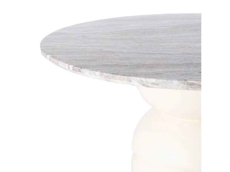 Round, fixed dining table with marble top - ADRIEN