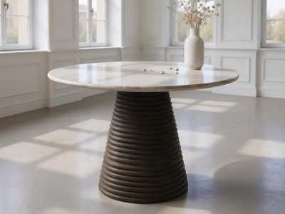 Round, fixed dining table with marble top - ALBERT Round, fixed dining table with marble top - ALBERT