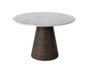 Round, fixed dining table with marble top - ALBERT 2