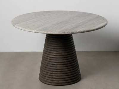 Round, fixed dining table with marble top - ALBERT Round, fixed dining table with marble top - ALBERT