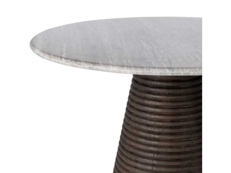 Round, fixed dining table with marble top - ALBERT