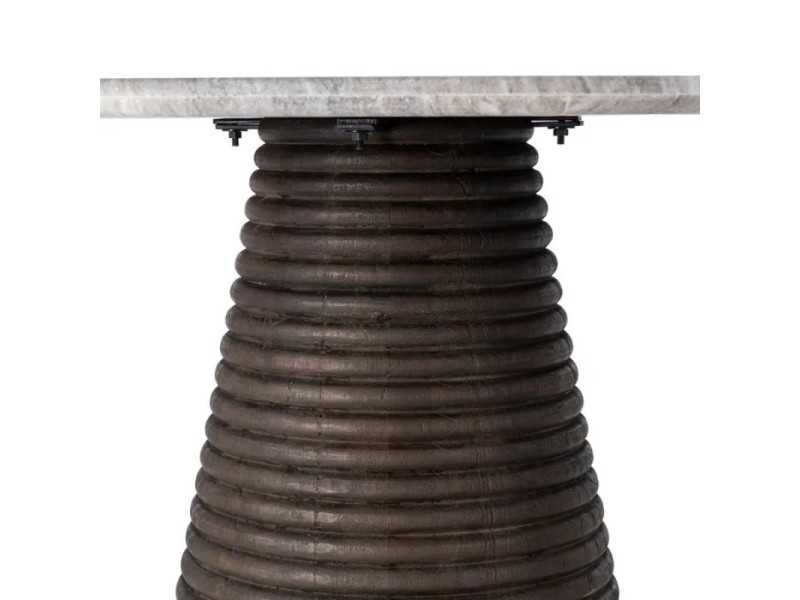 Round, fixed dining table with marble top - ALBERT