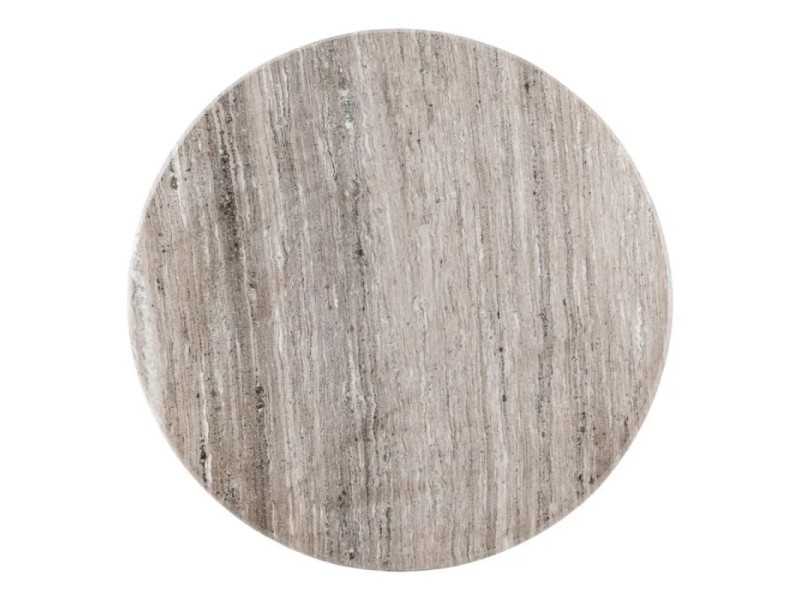 Round, fixed dining table with marble top - ALBERT