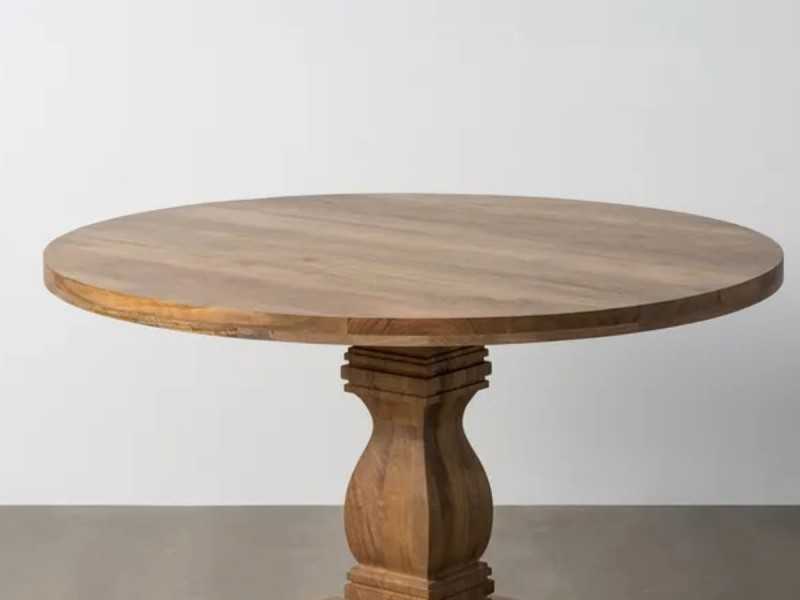 Table à manger ronde fixe en bois massif - AKLINA L