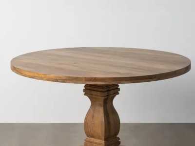 Table à manger ronde fixe en bois massif - AKLINA L Table à manger ronde fixe en bois massif - AKLINA L