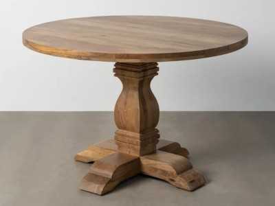 Table à manger ronde fixe en bois massif - AKLINA L Table à manger ronde fixe en bois massif - AKLINA L