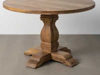 Table à manger ronde fixe en bois massif - AKLINA L Table à manger ronde fixe en bois massif - AKLINA L
