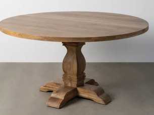 Table à manger ronde fixe en bois massif - AKLINA XL 2