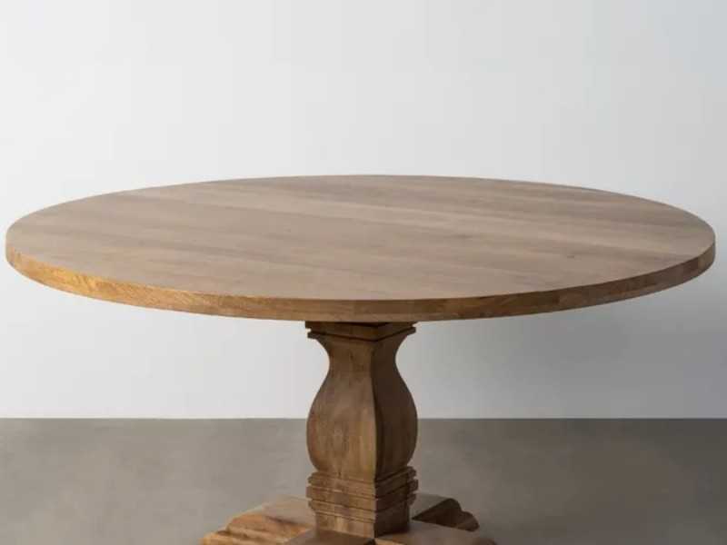 Table à manger ronde fixe en bois massif - AKLINA XL