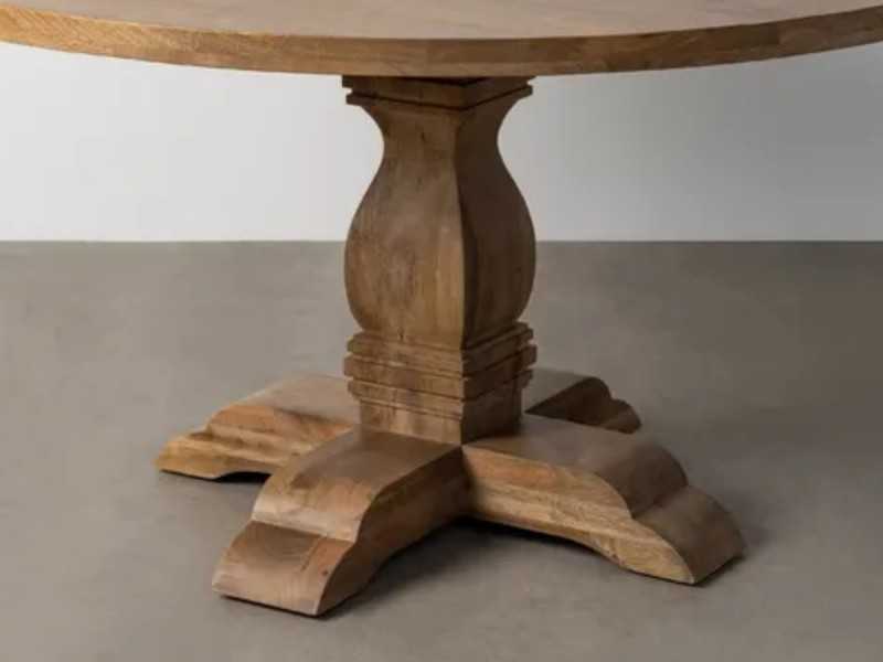 Table à manger ronde fixe en bois massif - AKLINA XL