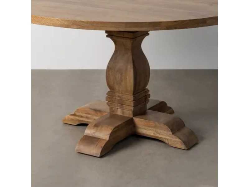 Table à manger ronde fixe en bois massif - AKLINA XL