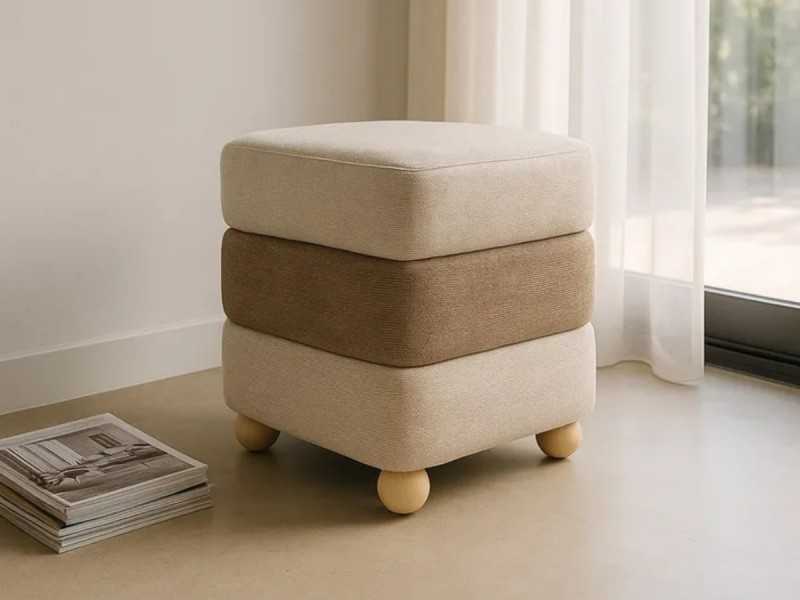Pouf de diseño tapizado en dos colores - DÚO