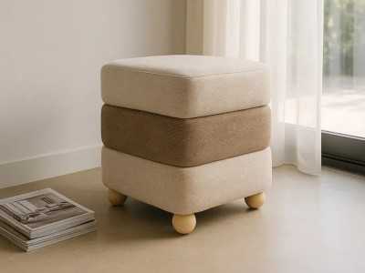 Designer pouf upholstered in two colors - DÚO