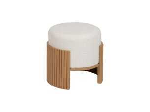 Pouf redondo de diseño tapizado en tela chenilla blanco - ROTONDITÁ A 2