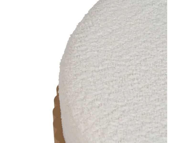 Pouf design rond tapissé de tissu chenille blanc - ROTONDITÁ A
