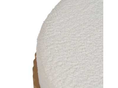 Pouf redondo de diseño tapizado en tela chenilla blanco - ROTONDITÁ A