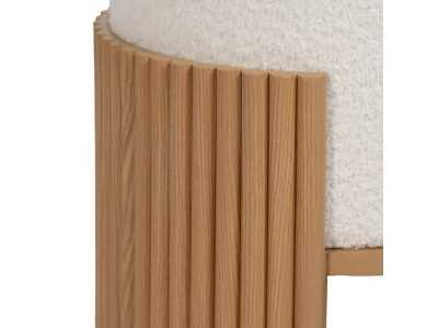 Round designer pouf upholstered in white chenille fabric - ROTONDITÁ A