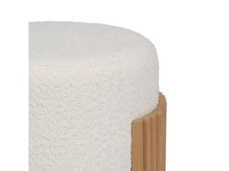 Pouf design rond tapissé de tissu chenille blanc - ROTONDITÁ A