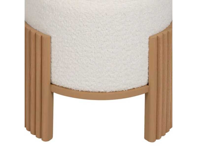 Round designer pouf upholstered in white chenille fabric - ROTONDITÁ A