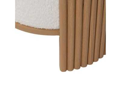 Round designer pouf upholstered in white chenille fabric - ROTONDITÁ A