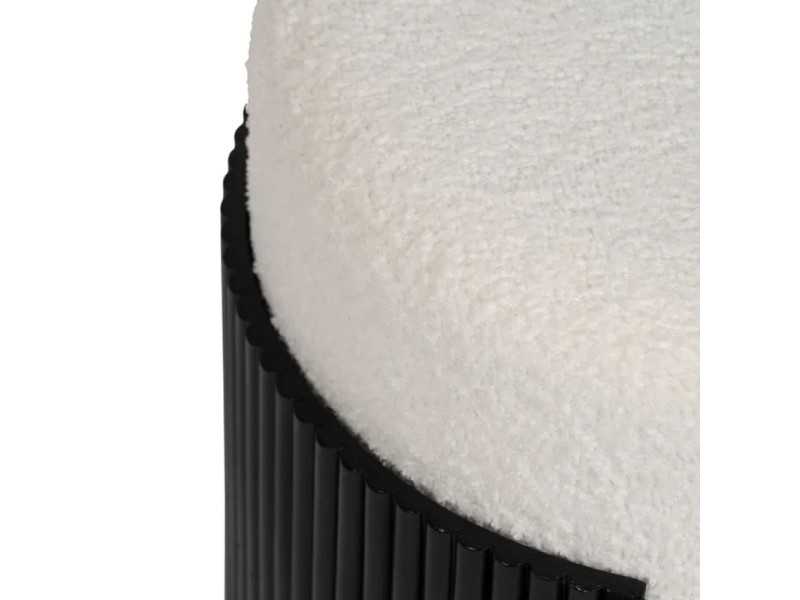 Pouf redondo de diseño tapizado en tela chenilla blanco - ROTONDITÁ B