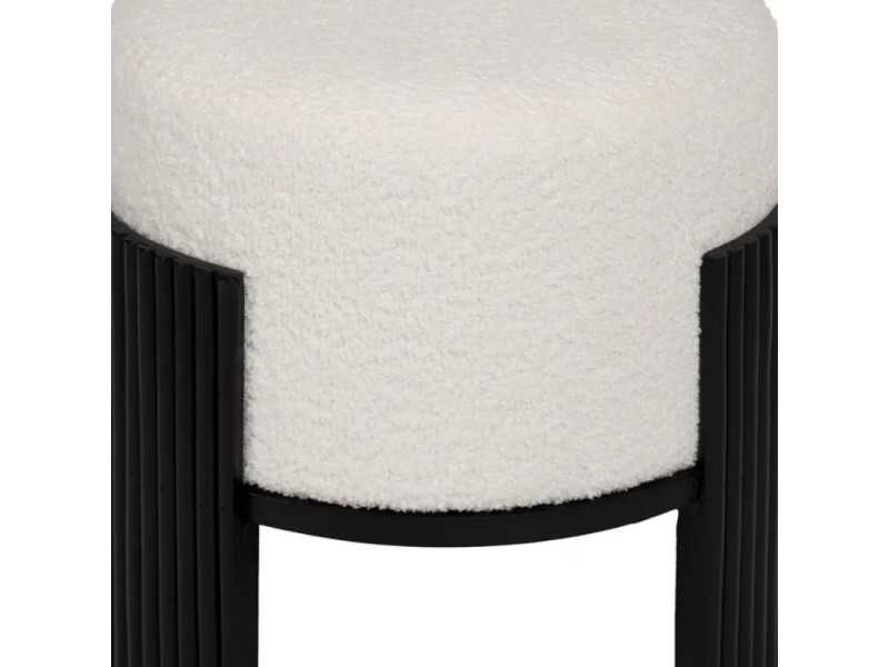 Pouf redondo de diseño tapizado en tela chenilla blanco - ROTONDITÁ B