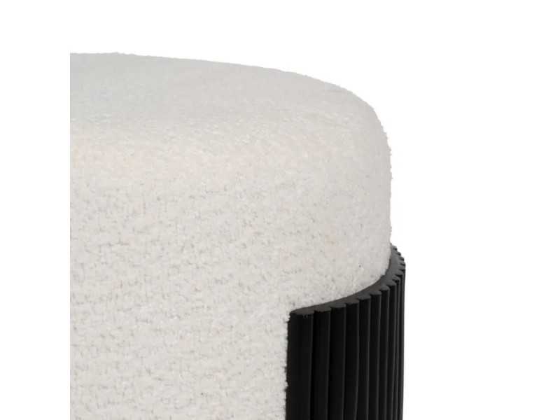 Pouf design rond tapissé de tissu chenille blanc - ROTONDITÁ B