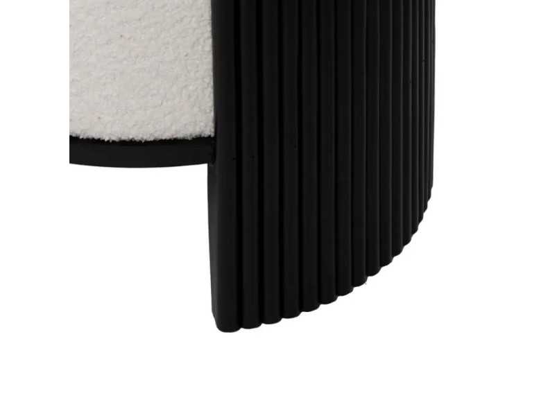 Round designer pouf upholstered in white chenille fabric - ROTONDITÁ B