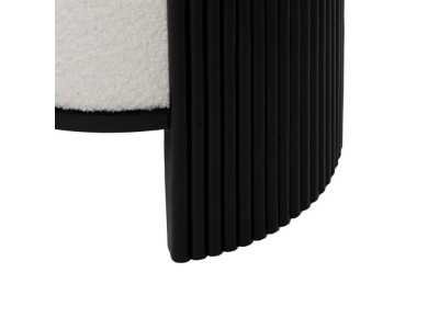 Pouf design rond tapissé de tissu chenille blanc - ROTONDITÁ B