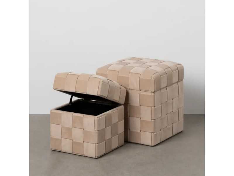 Ensemble de 2 poufs carrés tapissé de tissu velours - PIAZZE