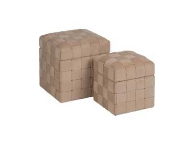 Ensemble de 2 poufs carrés tapissé de tissu velours - PIAZZE