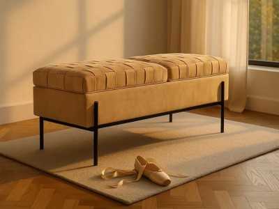 Banc coffre tapissé en tissu velours - PIAZZE