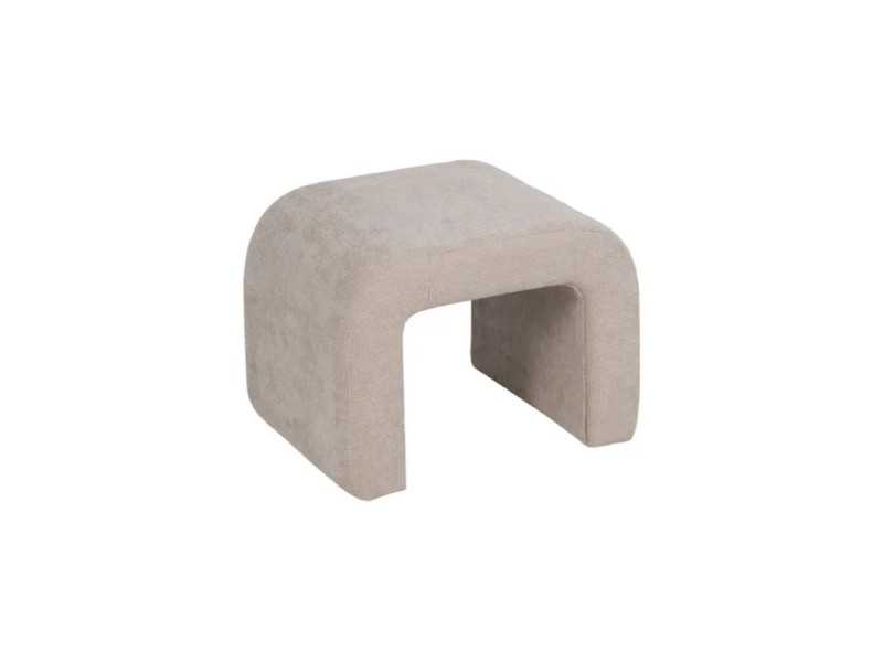 Conjunto de banqueta con 2 pouf tapizados en color beige - BENT BEIGE