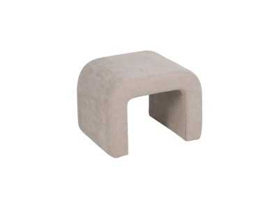 Set of stool with two taupe upholstered poufs - BENT BEIGE