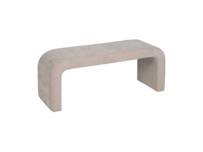 Set of stool with two taupe upholstered poufs - BENT BEIGE