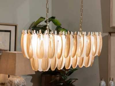 Oval crystal ceiling lamp - FEATHERS B
