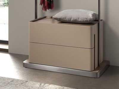 Coat rack made of stainless steel, wood and genuine leather - AABET A