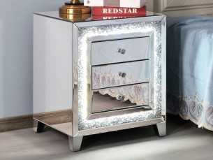 Table de chevet 3 tiroirs avec miroir et éclairage LED - AALIYAH A 2