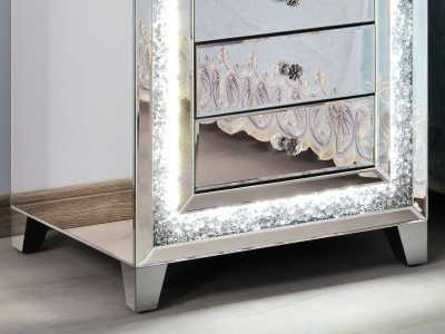 Table de chevet 3 tiroirs avec miroir et éclairage LED - AALIYAH A Table de chevet 3 tiroirs avec miroir et éclairage LED - AALIYAH A