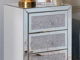 Mirrored bedside table with 3 drawers - AALIYAH B