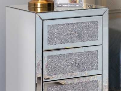 Mirrored bedside table with 3 drawers - AALIYAH B Mirrored bedside table with 3 drawers - AALIYAH B