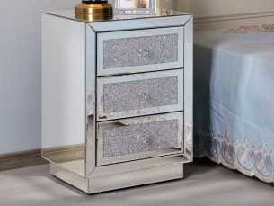 Mirrored bedside table with 3 drawers - AALIYAH B 2