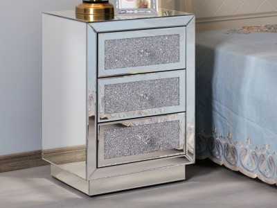 Mirrored bedside table with 3 drawers - AALIYAH B Mirrored bedside table with 3 drawers - AALIYAH B