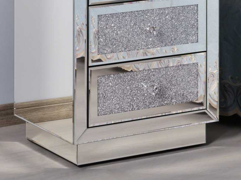 Mirrored bedside table with 3 drawers - AALIYAH B
