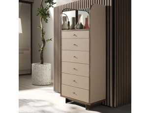 Coiffeuse avec miroir, bois, acier inoxydable et cuir véritable - AABET A