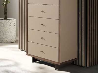 Chiffonier with mirror, wood, stainless steel and genuine leather - AABET A