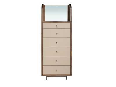 Chiffonier with mirror, wood, stainless steel and genuine leather - AABET A
