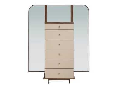 Coiffeuse avec miroir, bois, acier inoxydable et cuir véritable - AABET A